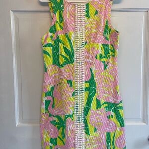 Floral Pink and Green Sleeveless Dress